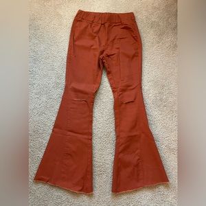 Flared jeans elastic waist burnt orange size M, worn once